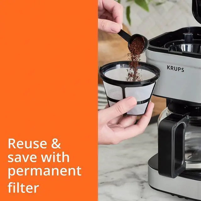 Alt view image 4 of 7 - KRUPS Simply Brew Compact Filter Drip Coffee Maker, 5-Cup, Silver