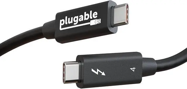 Main image of Plugable Thunderbolt 4 Cable [Thunderbolt Certified] 6.6ft USB4 Cable with 100W Charging, Single 8K or Dual 4K Displays, 40Gbps Data Transfer, Compatible with Thunderbolt 4, USB4, Thunderbolt 3, USB-C