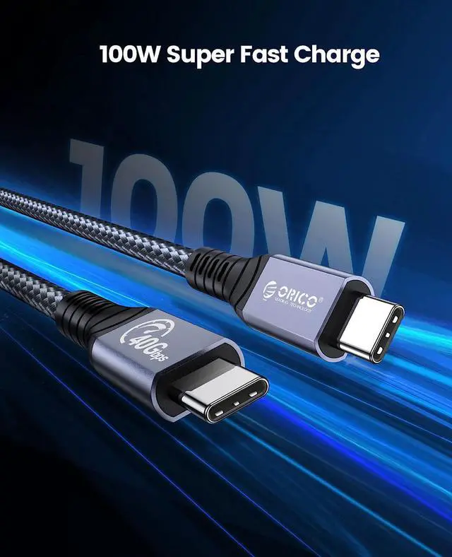 Alt view image 4 of 7 - Cable Compatible with Thunderbolt 4 Cable 6.56Ft (2 Meters) ORICO 40Gbps USB C to USB C Cable Support 100W Charging/Display 8K@ 60Hz for MacBooks,iPad Pro, Thunderbolt 4/3 Hub, Docking and More