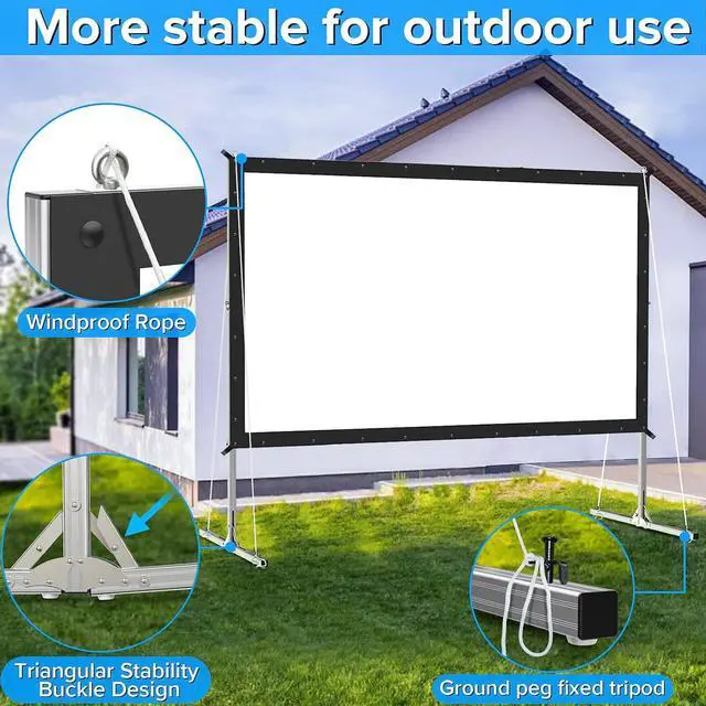 Alt view image 4 of 6 - Projector Screen and Stand,JWSIT 120 inch Outdoor Movie Screen-Upgraded 3 Layers PVC 16:9 Outdoor Projector Screen,Portable Video Projection Screen with Carrying Bag for Home Theater Backyard