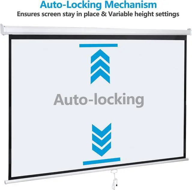 Alt view image 5 of 7 - SUPER DEAL 100'' 16:9 HD Projection Screen Foldable Anti-Crease Portable Projector Movie Screen Manual Pull Down for Home Theater Presentation Education Outdoor Indoor Public Display