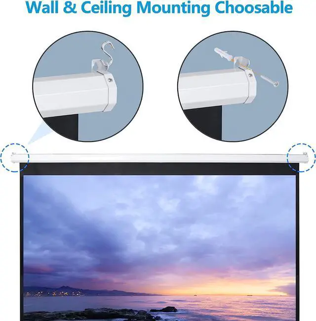 Alt view image 6 of 7 - SUPER DEAL 100'' 16:9 HD Projection Screen Foldable Anti-Crease Portable Projector Movie Screen Manual Pull Down for Home Theater Presentation Education Outdoor Indoor Public Display