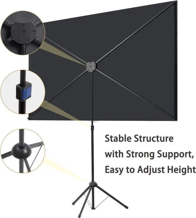 Alt view image 3 of 7 - Projector Screen with Stand, 60 Inch Outdoor Projector Screen 16:9 and Stand, Portable Projector Screen with Aluminium Frame, Lightweight and Compact, Easy Setup, Idea for Home Cinema, Backyard Party