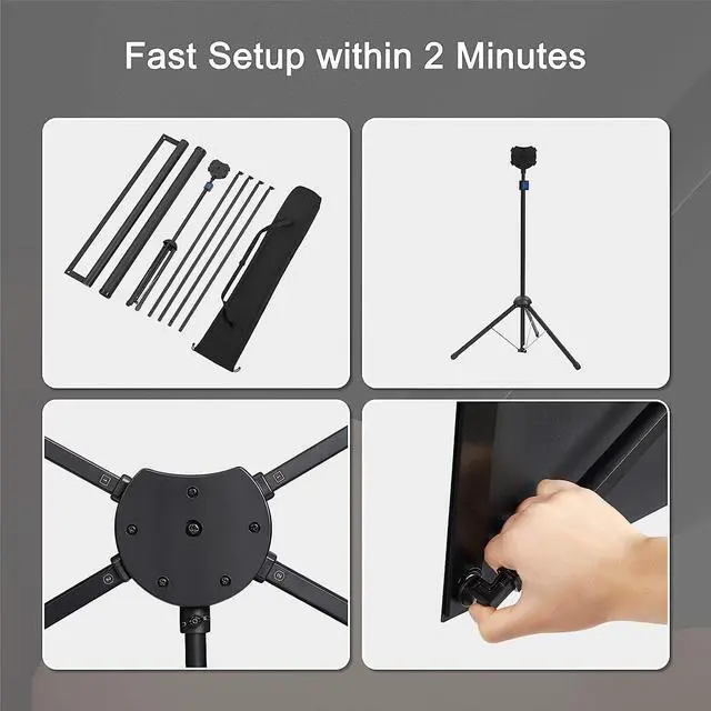 Alt view image 5 of 7 - Projector Screen with Stand, 60 Inch Outdoor Projector Screen 16:9 and Stand, Portable Projector Screen with Aluminium Frame, Lightweight and Compact, Easy Setup, Idea for Home Cinema, Backyard Party