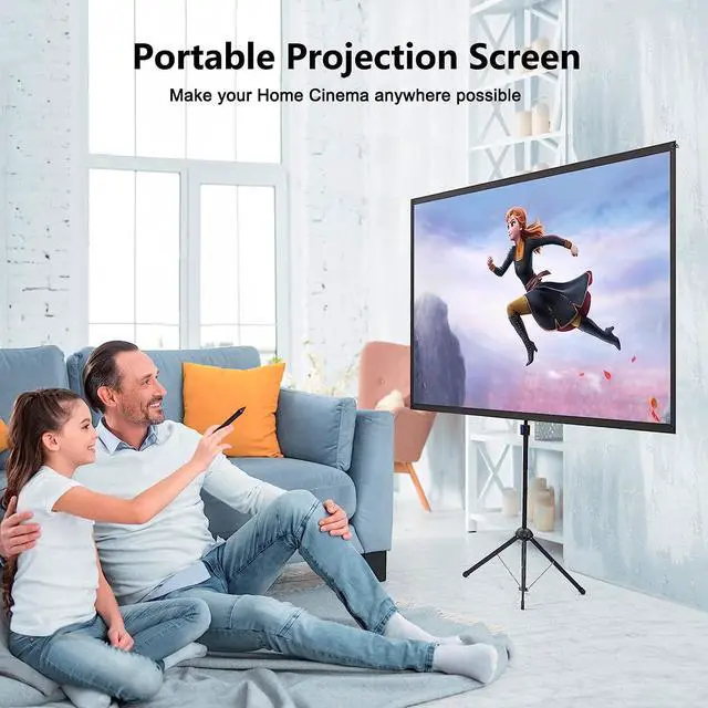 Alt view image 7 of 7 - Projector Screen with Stand, 60 Inch Outdoor Projector Screen 16:9 and Stand, Portable Projector Screen with Aluminium Frame, Lightweight and Compact, Easy Setup, Idea for Home Cinema, Backyard Party