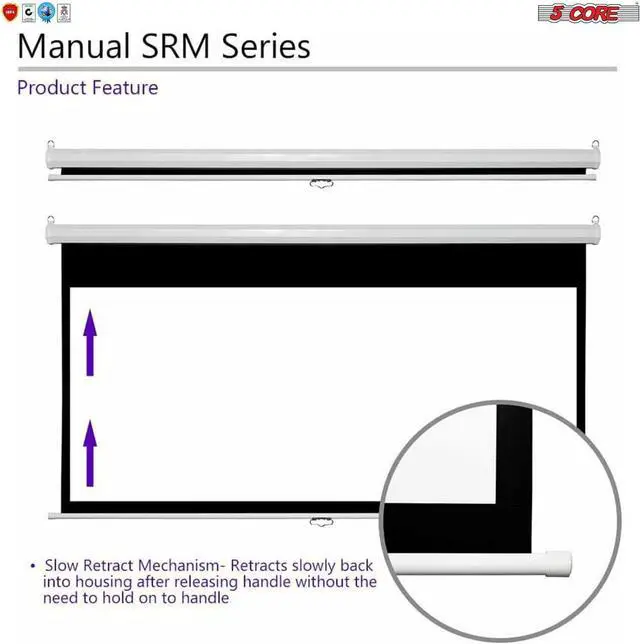 Alt view image 5 of 7 - 5 Core AUTO Motorized Projector Screen 72 inch Indoor and Outdoor Portable Projection Screen with Remote Control 4K 3D Ultra HD 16:9 for Movie Office Classroom Parties MTR-72