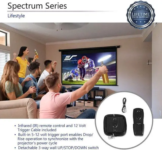 Alt view image 5 of 7 - Elite Screens Spectrum 125-INCH diag. 16:9 Electric Motorized Projector Screen with Multi Aspect Ratio Function Home Theater 8K/4K Ultra HD Ready Projection, ELECTRIC125H