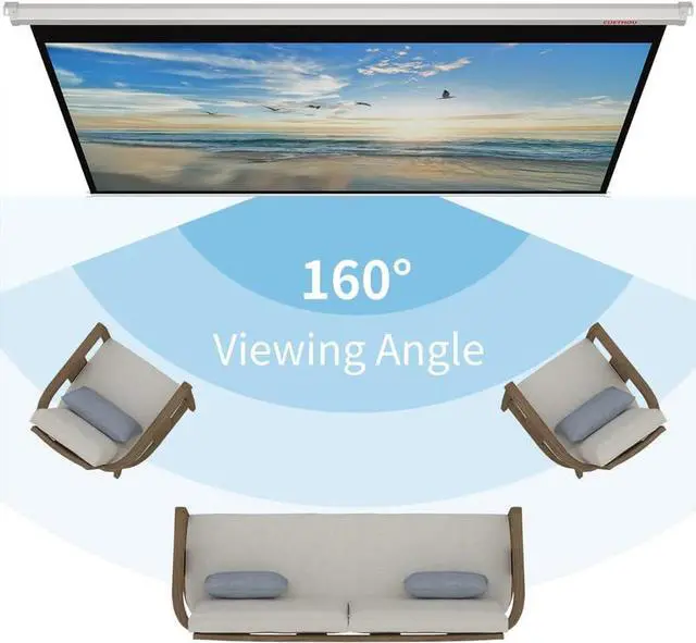 Alt view image 2 of 7 - Projector Screen Manual Pull Down 100 inch 16:9 Auto Locking Indoor Outdoor 4K Ultra HD Wide Viewing Angle Wrinkle-Free Design Projection Screen Easy to Clean for Home Theater Office School by CUETHOU