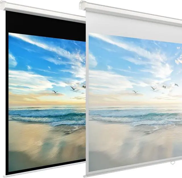 Alt view image 4 of 7 - Projector Screen Manual Pull Down 100 inch 16:9 Auto Locking Indoor Outdoor 4K Ultra HD Wide Viewing Angle Wrinkle-Free Design Projection Screen Easy to Clean for Home Theater Office School by CUETHOU