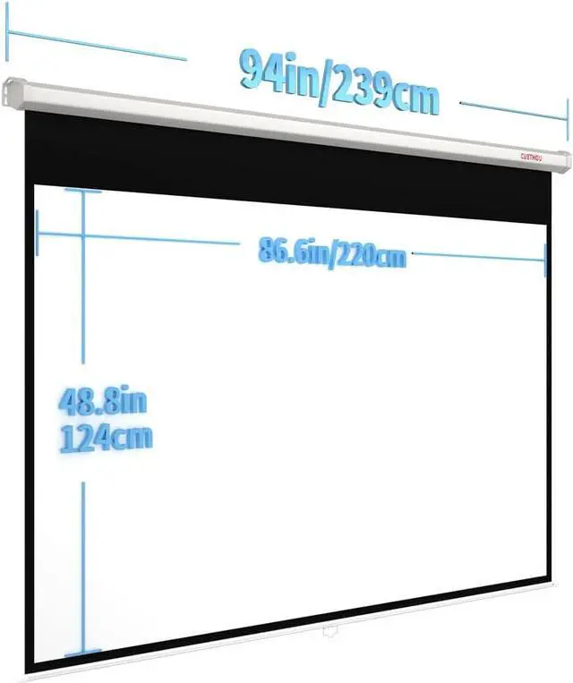 Alt view image 7 of 7 - Projector Screen Manual Pull Down 100 inch 16:9 Auto Locking Indoor Outdoor 4K Ultra HD Wide Viewing Angle Wrinkle-Free Design Projection Screen Easy to Clean for Home Theater Office School by CUETHOU