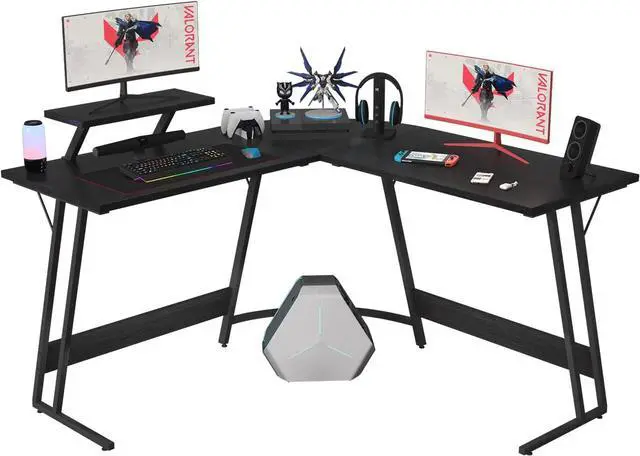 Main image of Homall L Shaped Gaming Desk Computer Corner Desk PC Gaming Desk Table with Large Monitor Riser Stand for Home Office Sturdy Writing Workstation (Classical Black, 51 Inch)