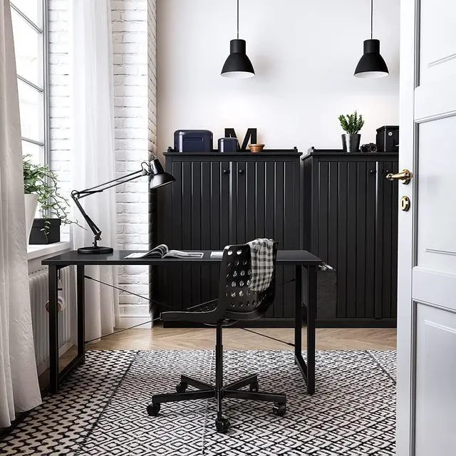 Alt view image 3 of 7 - ODK Computer Writing Desk 55 inch, Sturdy Home Office Table, Work Desk with A Storage Bag and Headphone Hook, Black