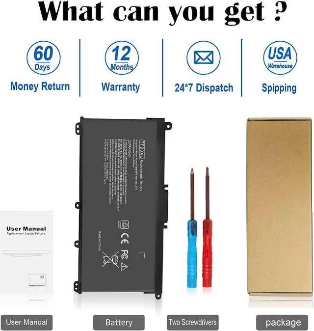 Alt view image 5 of 6 - TF03XL 920070-855 920046-421 Battery for HP pavilion x360 14m-cd0001dx 14m-cd0003dx 15-cc0xx 15-cc023cl 15-cc123cl 15-cc050wm 15-cc563st 17-ar050wm 15-cc 15-cd 14-bf 14-bf050wm series tpn-q190