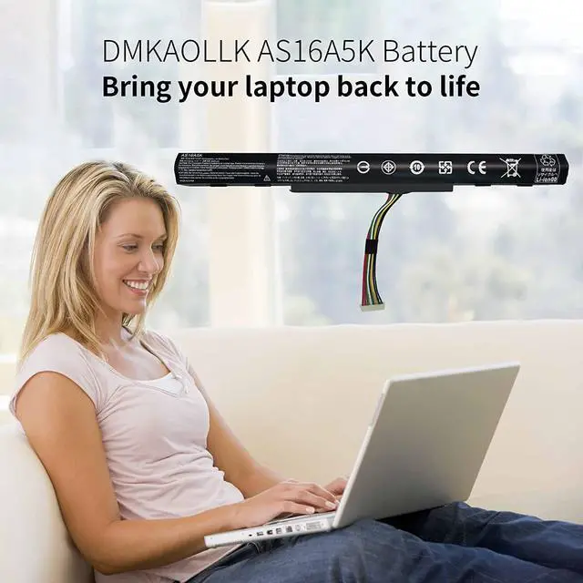 Alt view image 2 of 7 - AS16A5K Battery for for Acer Aspire E15 E5-575 E5-575G E5-576 E5-576G N16Q2 E5-575-33BM E5-575-52JF E5-575-54E8 E5-575-54EB E5-575G-53VG E5-575G-57D4 E5-575G-76YK E5-576G-5762 AS16A8K 4INR19/66-1