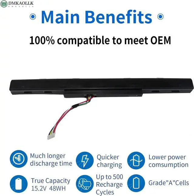 Alt view image 4 of 7 - AS16A5K Battery for for Acer Aspire E15 E5-575 E5-575G E5-576 E5-576G N16Q2 E5-575-33BM E5-575-52JF E5-575-54E8 E5-575-54EB E5-575G-53VG E5-575G-57D4 E5-575G-76YK E5-576G-5762 AS16A8K 4INR19/66-1