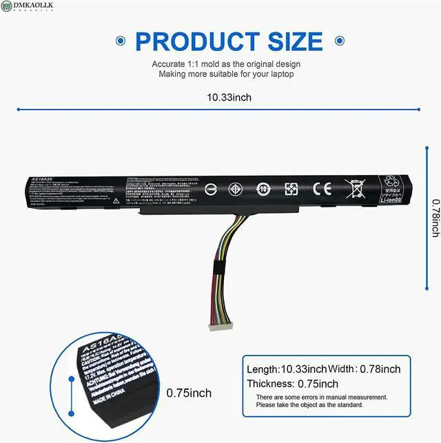 Alt view image 6 of 7 - AS16A5K Battery for for Acer Aspire E15 E5-575 E5-575G E5-576 E5-576G N16Q2 E5-575-33BM E5-575-52JF E5-575-54E8 E5-575-54EB E5-575G-53VG E5-575G-57D4 E5-575G-76YK E5-576G-5762 AS16A8K 4INR19/66-1