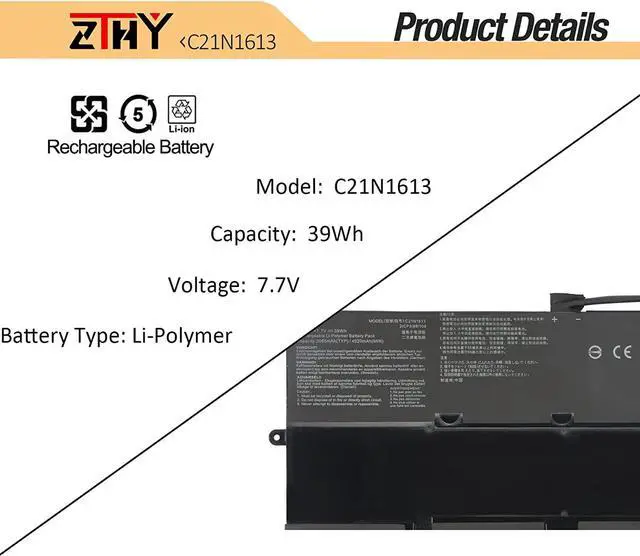 Alt view image 3 of 7 - ZTHY New 5R9DD Battery Replacement for Dell Chromebook 11 3120 11.6" Celeron-N2840 CRM3120-1667BLK P22T P22T001 Series Ultrabook Laptop KTCCN 0KTCCN XKPD0 P22T001 Built-in Notebook 11.1V 43Wh 3-Cell