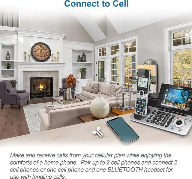 Alt view image 5 of 7 - IS8251-3 Business Grade 3-Handset Expandable Cordless Phone for Home Office, 5" Color Display,Programmable Short Cut Keys, Smart Call Blocking,Answering System,Bluetooth Connect to Cell,IS8251-3