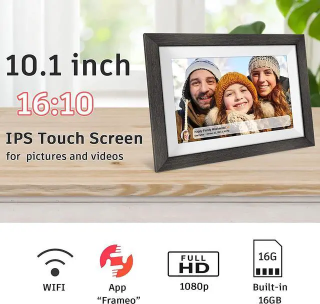 Alt view image 7 of 7 - 10.1 inch Digital Picture Frame WiFi Smart Digital Photo Frame Wood IPS HD 1280 * 800 1080P Touch Screen Auto-Rotate Easy Setup to use Free Share Photos and Videos Gift for mon Father Women