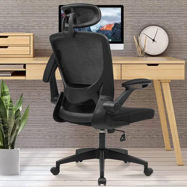 Main image of Ergonomic Office Chair, Breathable Mesh Desk Chair with Headrest and Flip-up Arms for Office,Gaming,Computer Lumbar Support Swivel Task Chair, Adjustable Height,Black