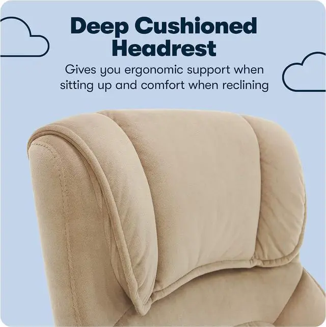 Alt view image 7 of 7 - Serta® Hannah Executive Home Office Desk Chair, Ergonomic Mid-Back with Lumbar Support, Firm Seat Cushion, Layered Body Pillows, Padded Armrests, Swivel Base, Easy Assembly, Microfiber, Beige