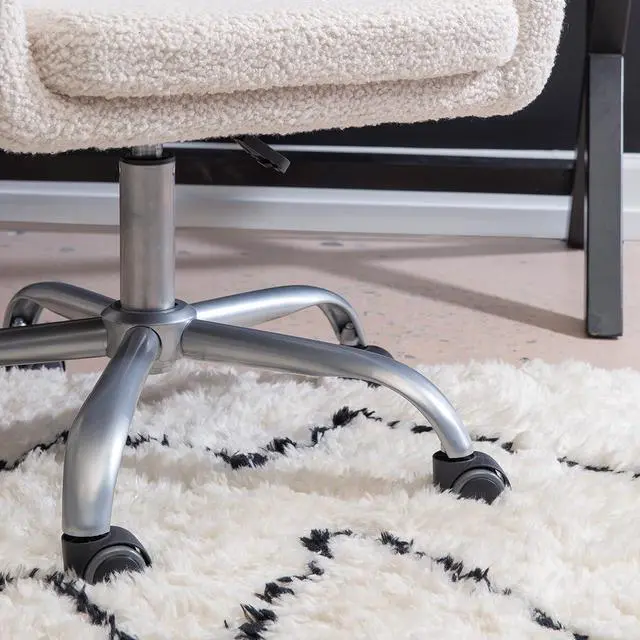 Alt view image 5 of 7 - Linon Home Decor Products Linon Brooklyn Sherpa Office Chair, Ivory