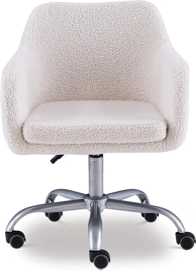 Alt view image 6 of 7 - Linon Home Decor Products Linon Brooklyn Sherpa Office Chair, Ivory