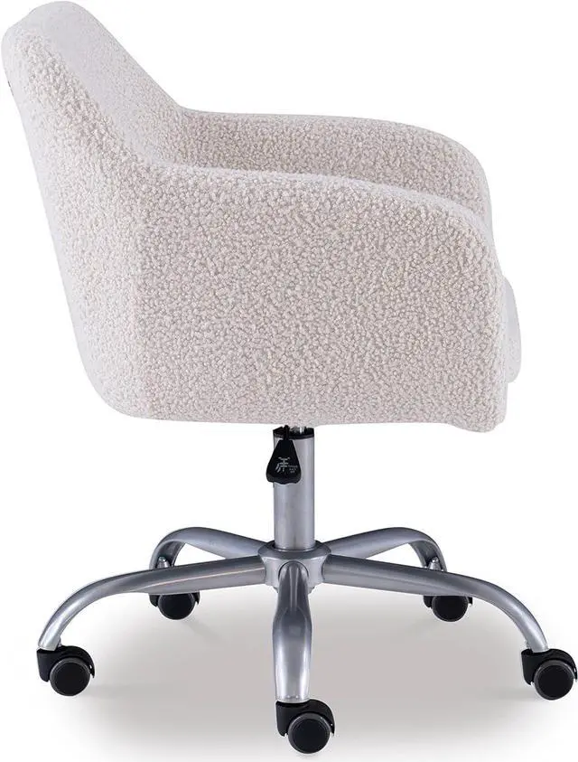 Alt view image 7 of 7 - Linon Home Decor Products Linon Brooklyn Sherpa Office Chair, Ivory