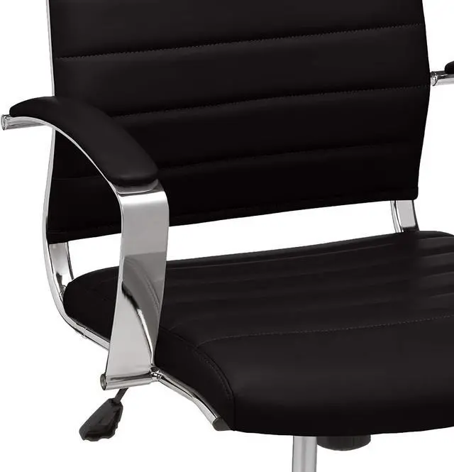 Alt view image 5 of 7 - Basics High-Back Executive Swivel Office Desk Chair with Ribbed Puresoft Upholstery, Lumbar Support, Modern Style, 23.9"D x 24.69"W x 41.5"H, Black