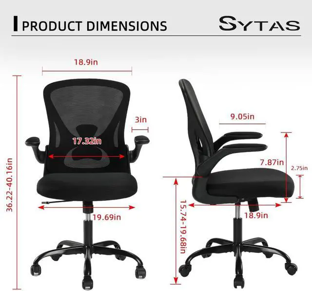 Alt view image 2 of 7 - Sytas Home Office Chair Ergonomic, Mesh Desk Chair Lumbar Support, Ergonomic Computer Chair Adjustable Armrest