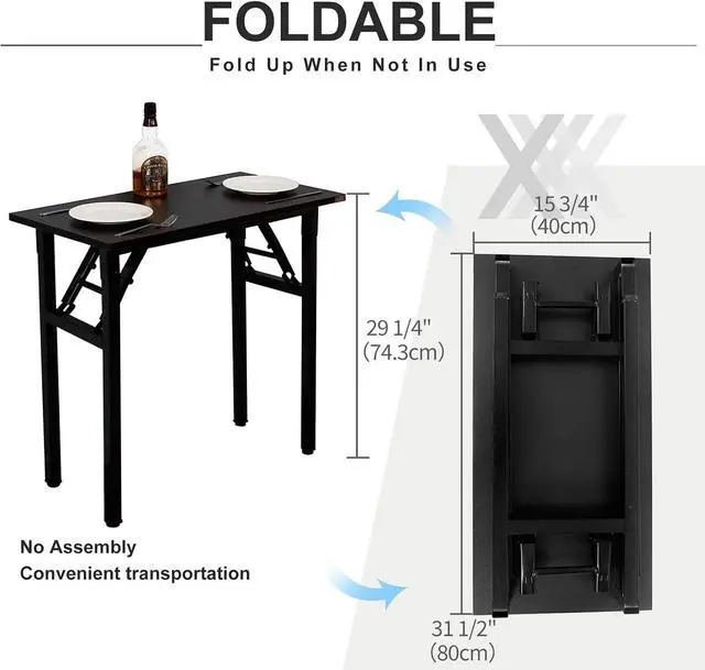 Alt view image 3 of 7 - Small Computer Desk 31.5 in Folding Home Office Table Black