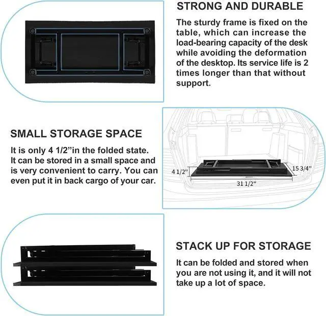 Alt view image 5 of 7 - Small Computer Desk 31.5 in Folding Home Office Table Black