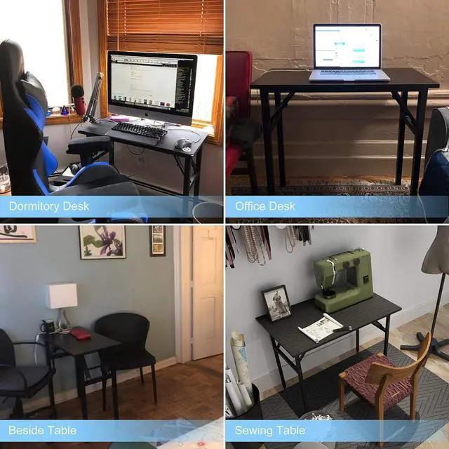 Alt view image 6 of 7 - Small Computer Desk 31.5 in Folding Home Office Table Black