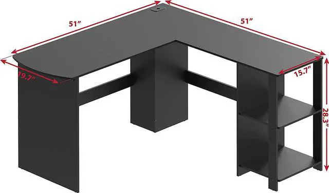 Alt view image 2 of 6 - SHW L-Shaped Home Office Wood Corner Desk, Black