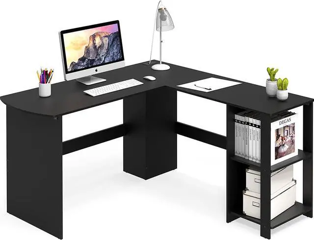 Alt view image 4 of 6 - SHW L-Shaped Home Office Wood Corner Desk, Black