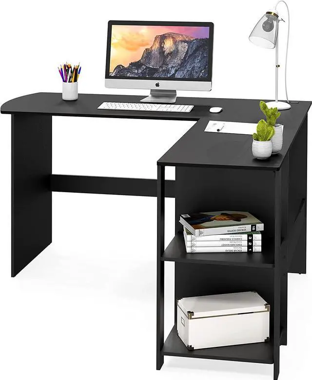 Alt view image 5 of 6 - SHW L-Shaped Home Office Wood Corner Desk, Black