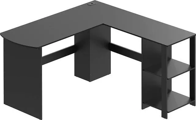 Alt view image 6 of 6 - SHW L-Shaped Home Office Wood Corner Desk, Black