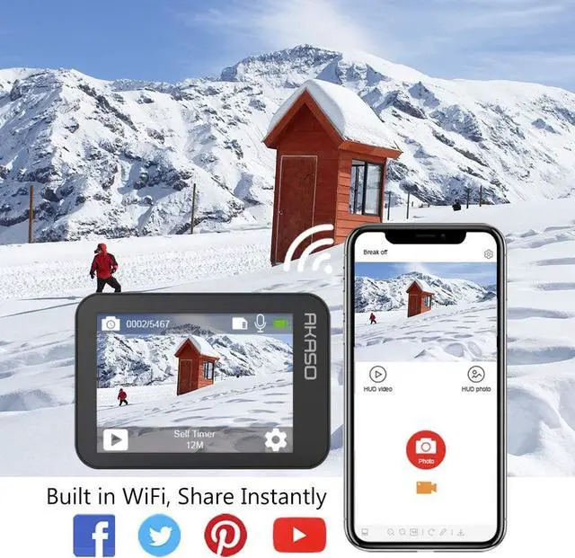 Alt view image 6 of 7 - AKASO V50 Pro Native 4K30fps 20MP WiFi Action Camera with EIS Touch Screen 100 feet Waterproof Camera Web Camera Support External Mic Remote Control Sports Camera with Helmet Accessories Kit