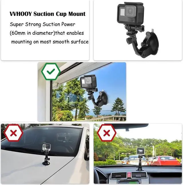 Alt view image 7 of 7 - VVHOOY Action Camera Accessories Kit Bundle Compatible with Gopro Hero 12 11 10 9 8 7/AKASO EK7000 Brave 4 Brave 7 LE V50X/insta360 X3 ONE X2 Selfie Stick Floating Handle Grip Car Suction Cup Mount