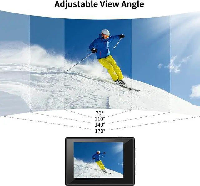 Alt view image 6 of 7 - SJ4000 Action Camera 4K, 40MP Waterproof Camera Underwater, OIS Stabilization Motorcycle Sport Camera, 170°FOV, 5X Zoom, Dual Batteries, 32G SD Card and Helmet Mount Accessories Kits
