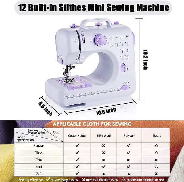 Alt view image 6 of 7 - Sewing Machine Portable mini Electric Sewing Machine for beginners 12 Built-in Stitches 2 Speed with Foot PedalLight, Storage Drawer.