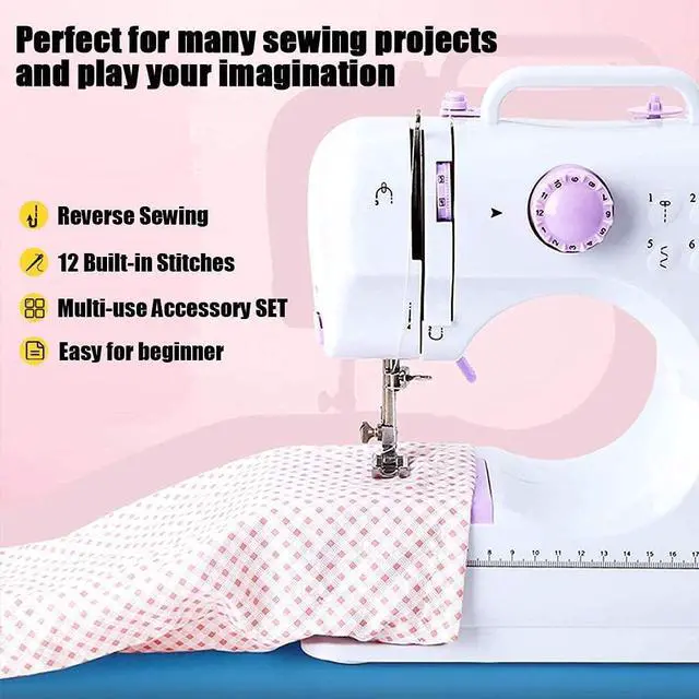 Alt view image 7 of 7 - Sewing Machine Portable mini Electric Sewing Machine for beginners 12 Built-in Stitches 2 Speed with Foot PedalLight, Storage Drawer.