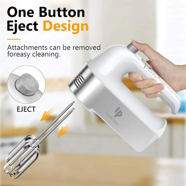 Alt view image 4 of 7 - Hand Mixer Electric, 450W Kitchen Mixers with Scale Cup Storage Case, Turbo Boost/Self-Control Speed + 5 Speed + Eject Button + 5 Stainless Steel Accessories, For Easy Whipping Dough,Cream,Cake
