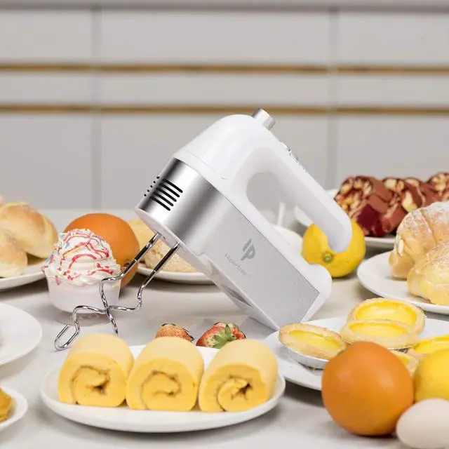 Alt view image 6 of 7 - Hand Mixer Electric, 450W Kitchen Mixers with Scale Cup Storage Case, Turbo Boost/Self-Control Speed + 5 Speed + Eject Button + 5 Stainless Steel Accessories, For Easy Whipping Dough,Cream,Cake