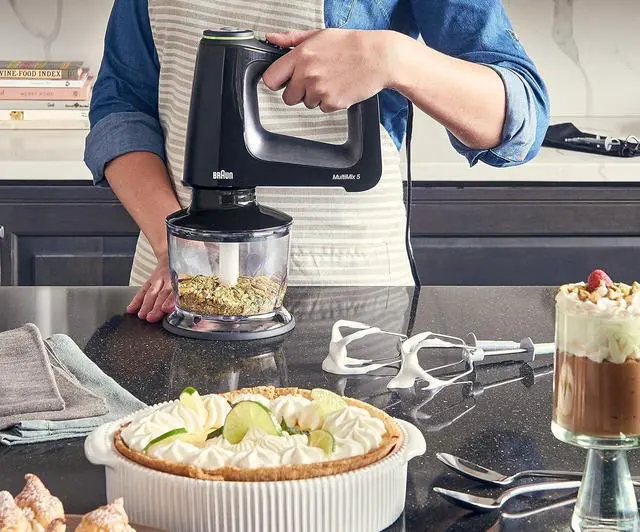 Alt view image 7 of 7 - Braun MultiMix 5 Hand Mixer, 350W Electric Mixer with Chopper, SmartMix Tech, 9-Speed + Turbo, MultiWhisk, Dough Hooks, Soft-Grip Handle, Lightweight Design, Black
