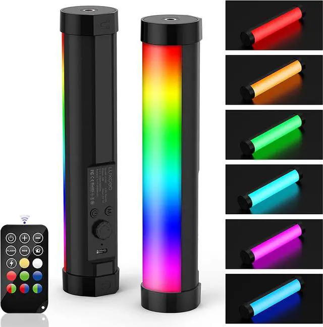 Main image of LUXCEO Handheld Light Wand, Multicolor RGB LED Video Light for Photography, 2000mAh Rechargeable Mini Light Stick for Video Shooting Professional Tube Lights with Magnetic for YouTube, TikTok(Black)
