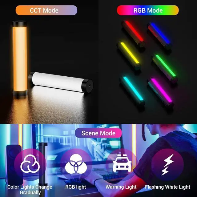 Alt view image 3 of 7 - LUXCEO Handheld Light Wand, Multicolor RGB LED Video Light for Photography, 2000mAh Rechargeable Mini Light Stick for Video Shooting Professional Tube Lights with Magnetic for YouTube, TikTok(Black)