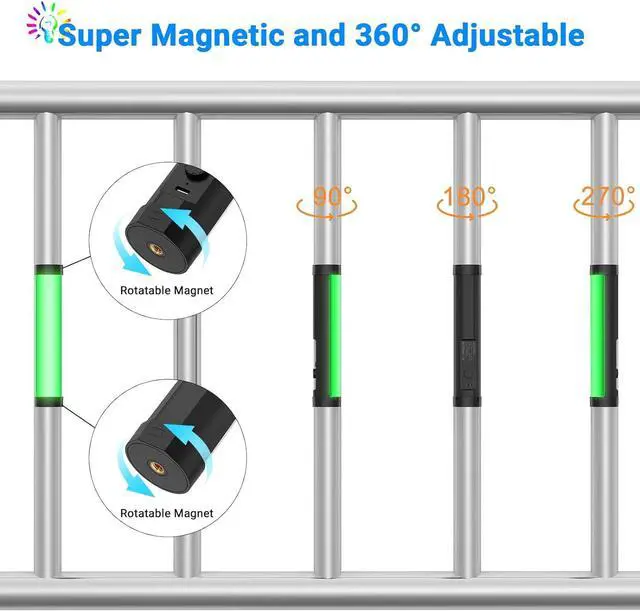 Alt view image 5 of 7 - LUXCEO Handheld Light Wand, Multicolor RGB LED Video Light for Photography, 2000mAh Rechargeable Mini Light Stick for Video Shooting Professional Tube Lights with Magnetic for YouTube, TikTok(Black)