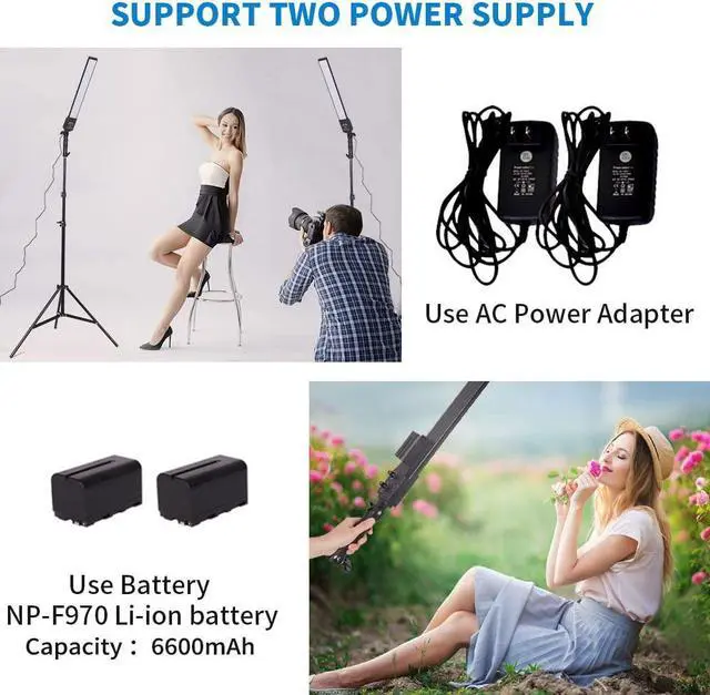 Alt view image 5 of 7 - LED Video Light Battery Powered Photography Light Portable Handheld Wand,Dimmable 2800-5500K Photo Studio Light Kit with NP-970 Li-ion Battery and Stand for Portrait, YouTube,Outdoor Video
