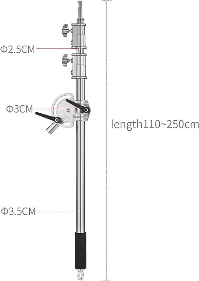 Alt view image 4 of 7 - Heavy Duty Extension Boom Arm Bar for Photography C Stand and Light Stand,Adjustable 3.6-8.2ft Crossbar Holding Arm with Sand Bag for Softbox,Studio Strobe,Monolight,LED Video Light,Reflector ect.